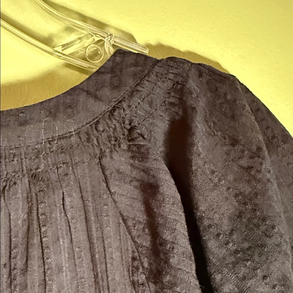 LOFT Navy Textured Flutter-Sleeve Button Front Blouse - Picture 9 of 11